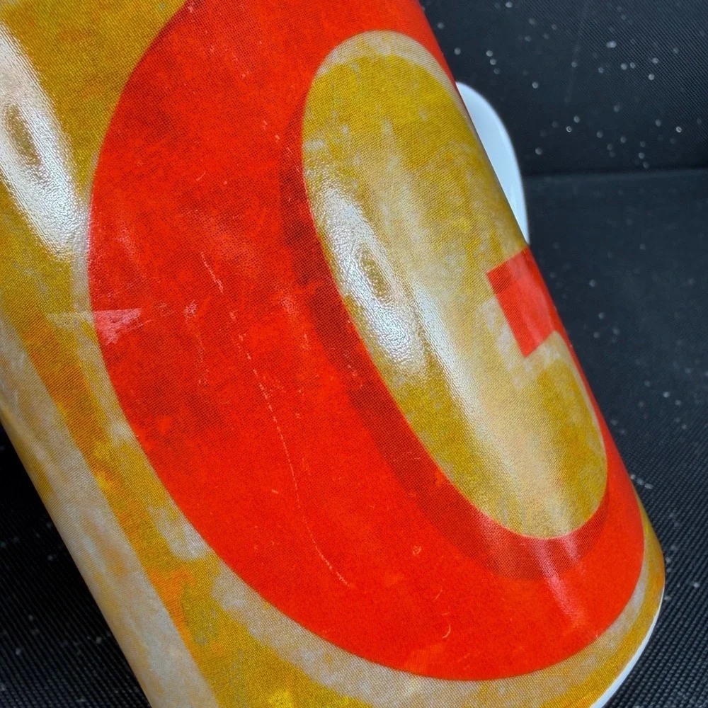 Pier 1 Porcelain Letter G Coffee Mug‎ Red Yellow Orange Monogram Initial Cup